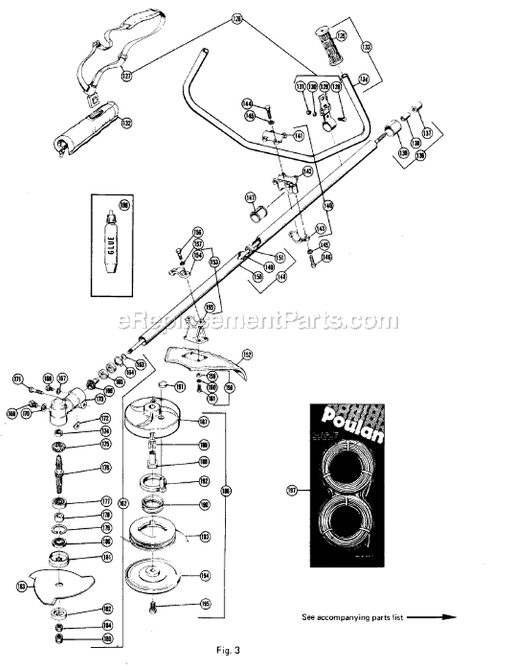 Page C Diagram and Parts List for GLT900  Poulan Trimmer