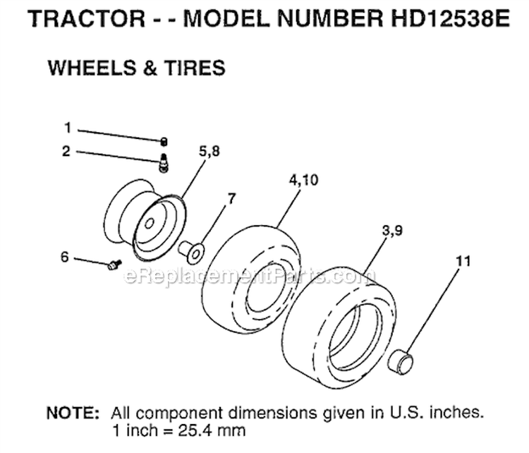 Page K Diagram and Parts List for HD12538E 1998 Poulan Lawn Tractor