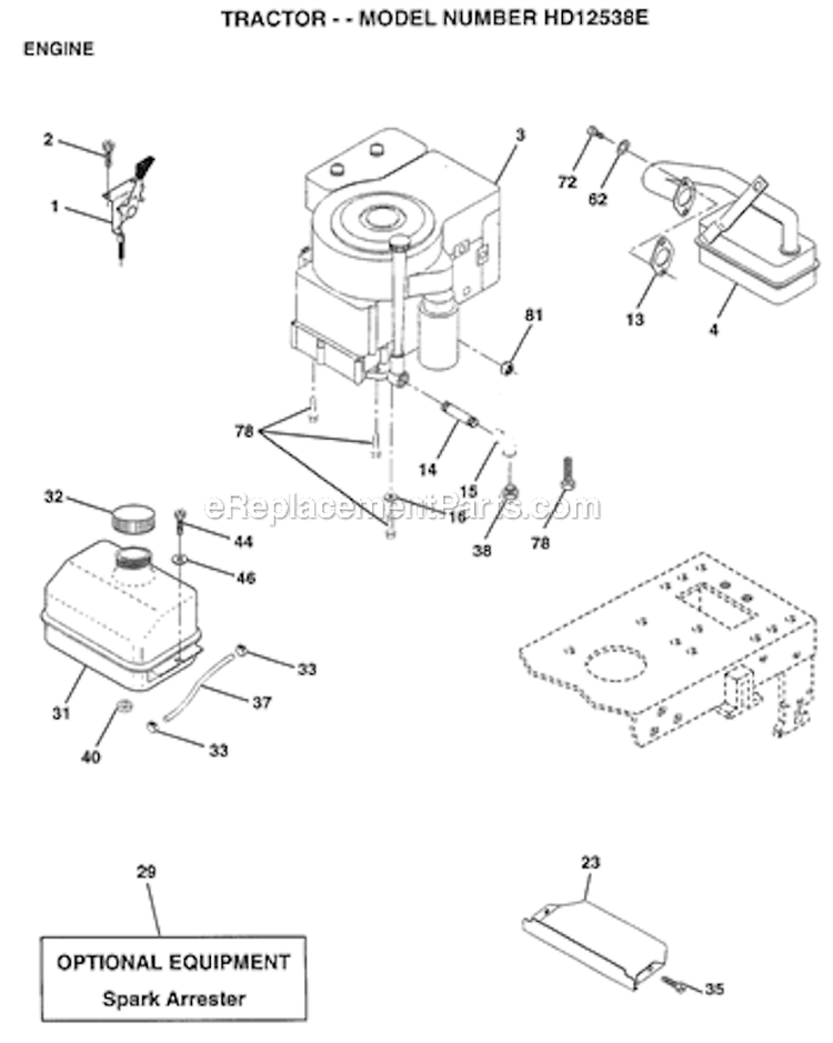 Page F Diagram and Parts List for HD12538E 1998 Poulan Lawn Tractor