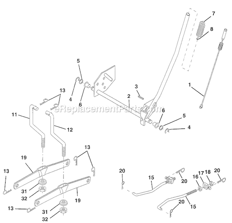 Page G Diagram and Parts List for HD145H42G 1997 Poulan Lawn Tractor