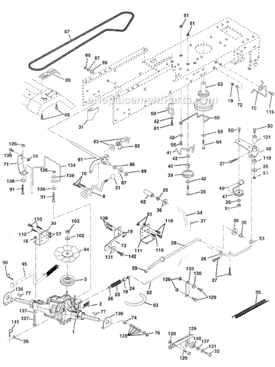 Drive Diagram and Parts List for HD185H46  Poulan Lawn Tractor