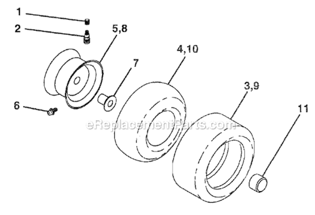 Wheels_And_Tires Diagram and Parts List for HD185H46  Poulan Lawn Tractor