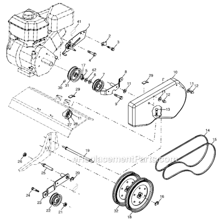 Belt_Guard_And_Pulley_Assembly Diagram and Parts List for HDF800X  Poulan Tiller