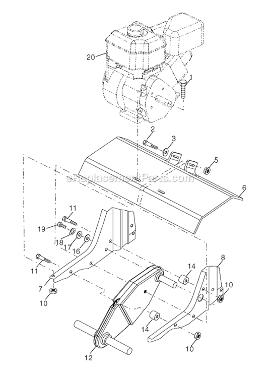 Transmission Diagram and Parts List for HDF800 96082000900 Poulan Tiller