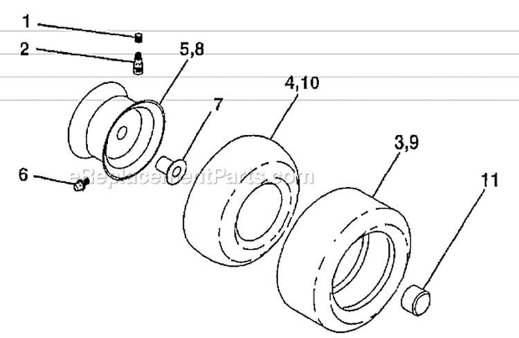 WheelsTires Diagram and Parts List for HDT1542A  Poulan Lawn Tractor