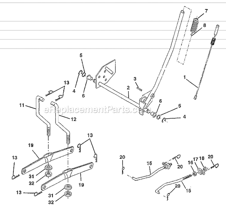 Lift Diagram and Parts List for HDT1542A  Poulan Lawn Tractor