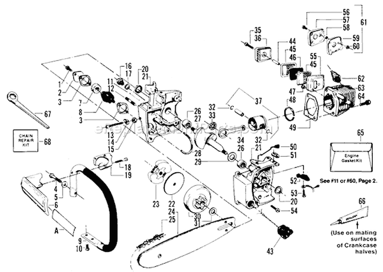 Page E Diagram and Parts List for MICROXXV MICRO XXV Poulan Chainsaw