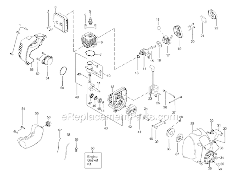 Page B Diagram and Parts List for P1500  Poulan Trimmer