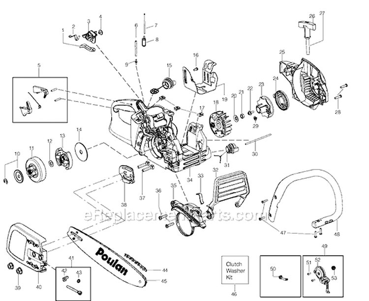 Page A Diagram and Parts List for P3314WSA Type 2 Poulan Chainsaw