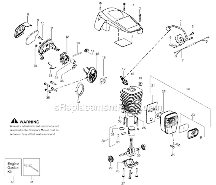 Page B Diagram and Parts List for P3314WSA Type 2 Poulan Chainsaw