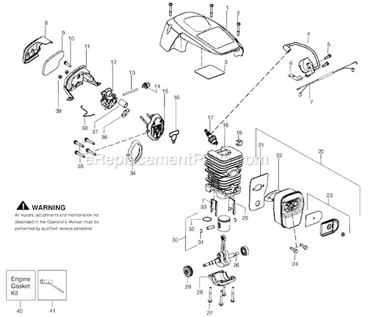 Page B Diagram and Parts List for P3314WS Type 1 Poulan Chainsaw