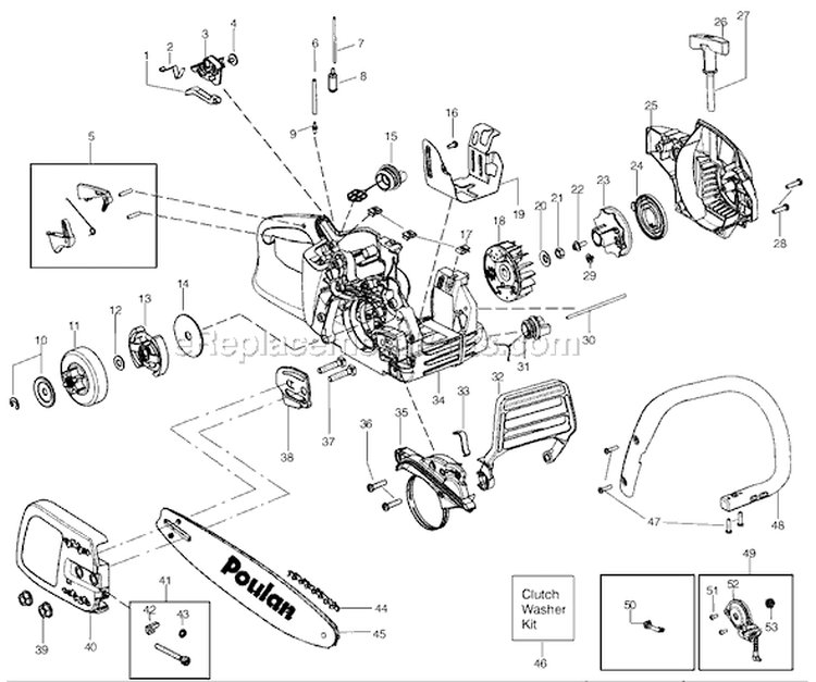 Page A Diagram and Parts List for P3416 Type 2 Poulan Chainsaw