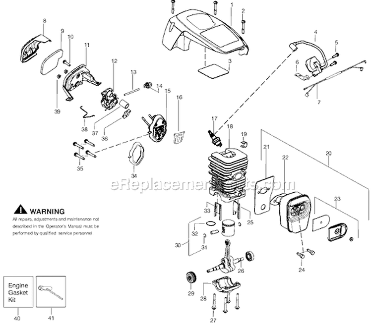Page B Diagram and Parts List for P3416 Type 2 Poulan Chainsaw