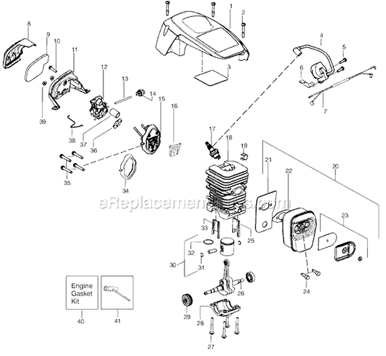 Page B Diagram and Parts List for P3516PR Type 2 Poulan Chainsaw