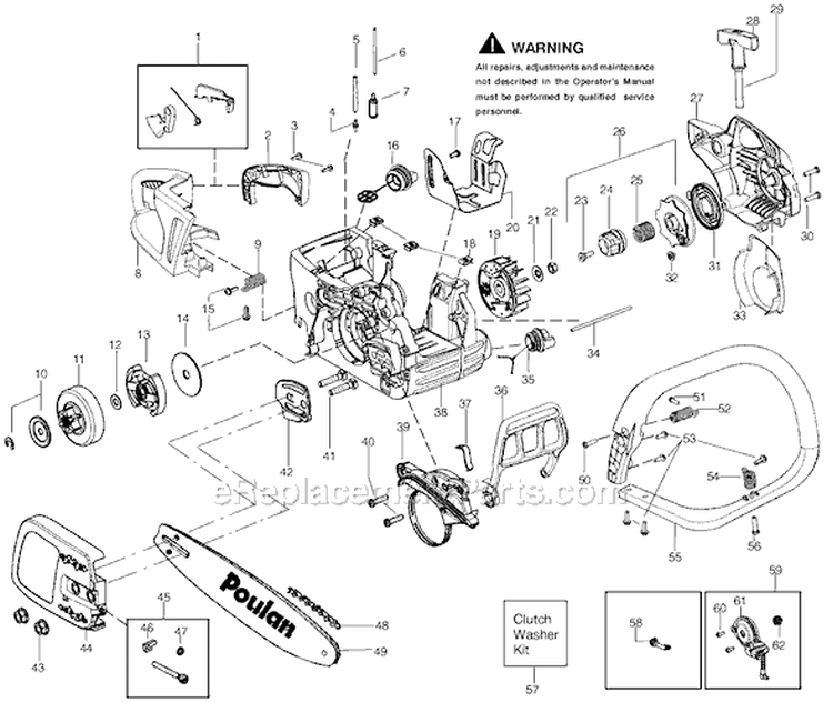 Page A Diagram and Parts List for P3818AV Type 1 Poulan Chainsaw