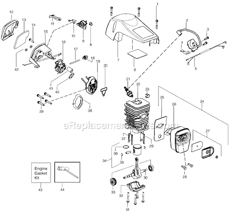 Page B Diagram and Parts List for P3818AV Type 1 Poulan Chainsaw