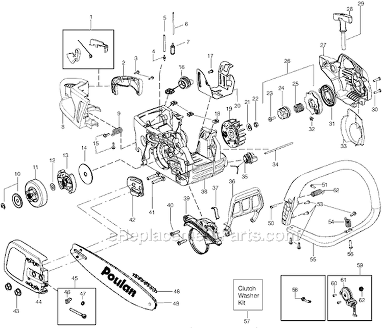 Page A Diagram and Parts List for P4018AV-BH Type 1 Poulan Chainsaw