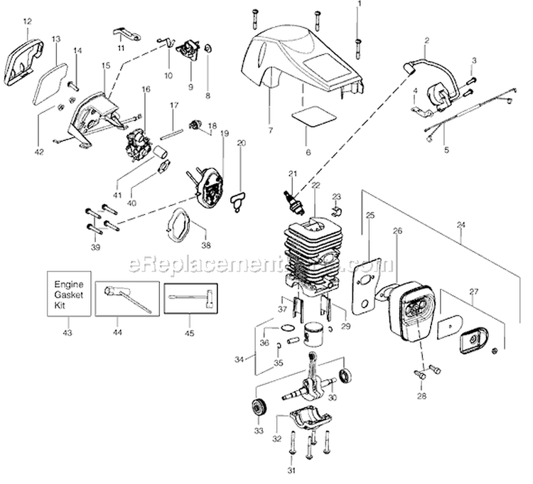 Page B Diagram and Parts List for P4018AV Type 1 Poulan Chainsaw