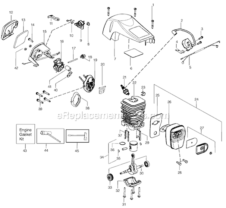 Page B Diagram and Parts List for P4018AV Type 2 Poulan Chainsaw