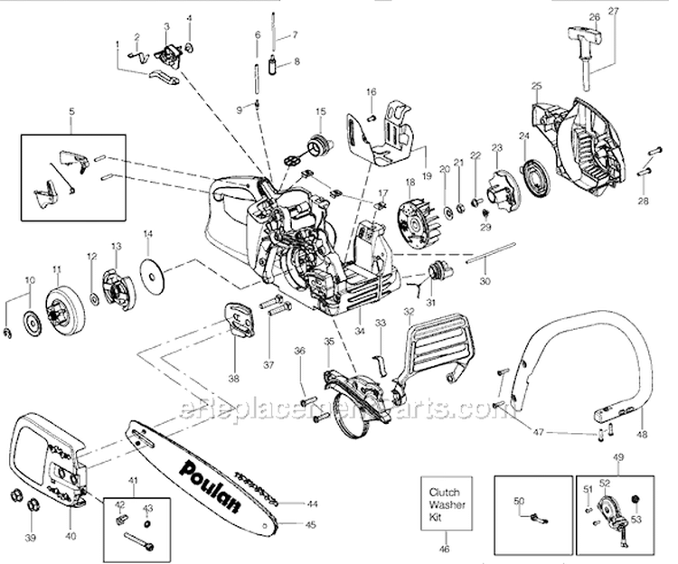 Page A Diagram and Parts List for P4018WM Type 1 Poulan Chainsaw
