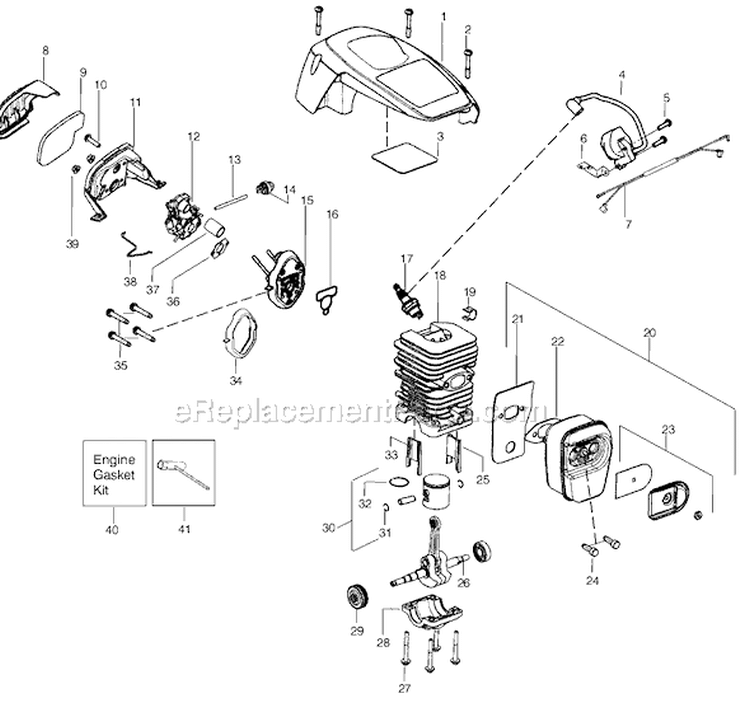 Page B Diagram and Parts List for P4018WM Type 1 Poulan Chainsaw