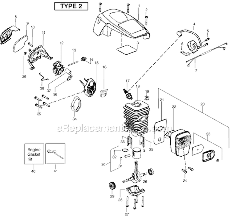 Page B Diagram and Parts List for P4018WM Type 2 Poulan Chainsaw