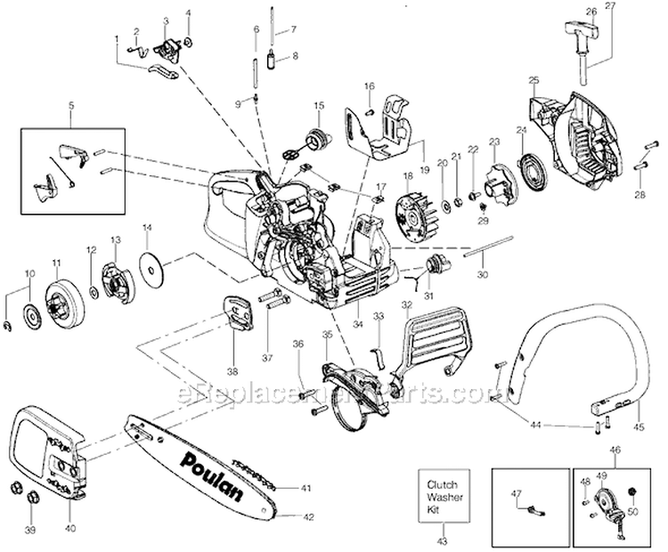 Page A Diagram and Parts List for P4018WTL  Poulan Chainsaw