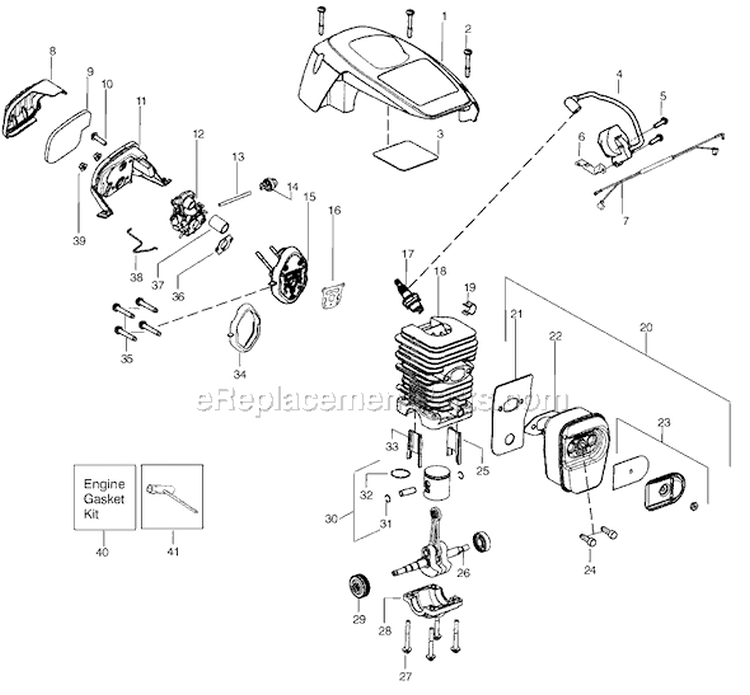 Page B Diagram and Parts List for P4018WTL  Poulan Chainsaw