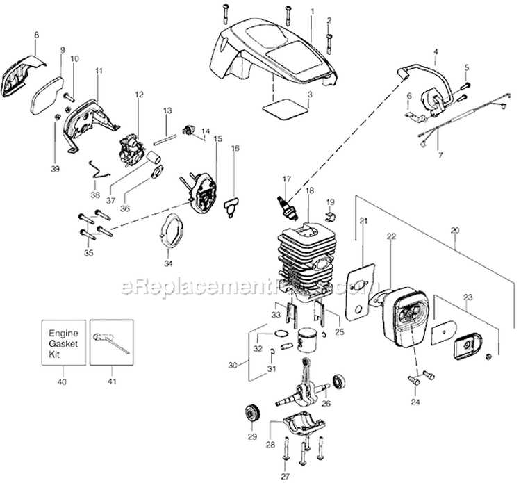 Page B Diagram and Parts List for P4018WT Type 1 Poulan Chainsaw
