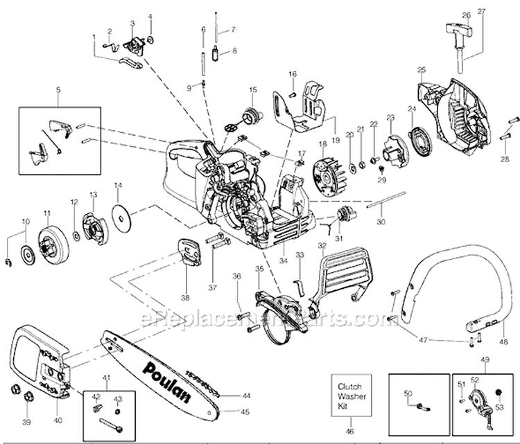 Page A Diagram and Parts List for P4018WT Type 2 Poulan Chainsaw