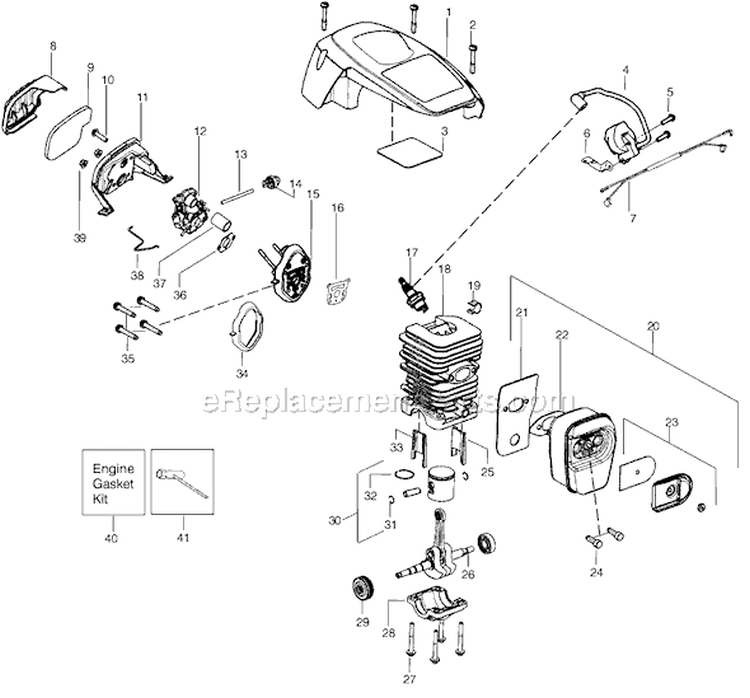 Page B Diagram and Parts List for P4018WT Type 2 Poulan Chainsaw