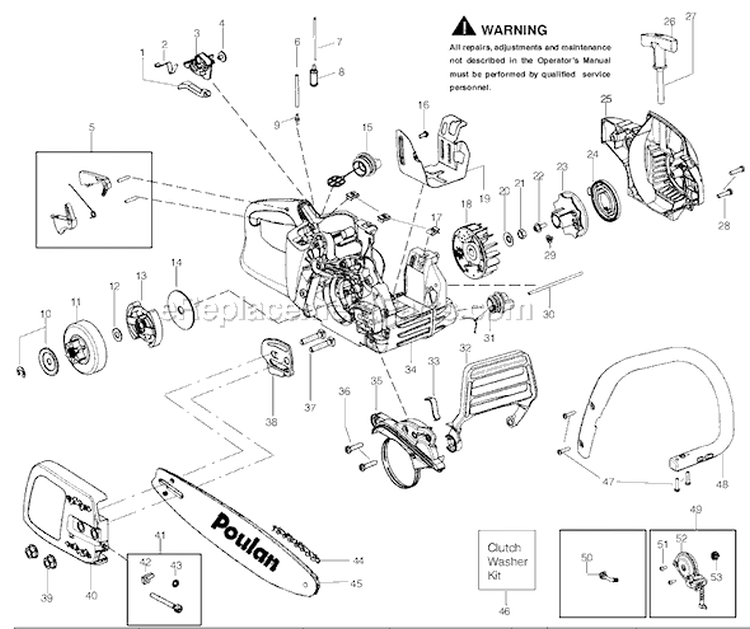 Page A Diagram and Parts List for P4018  Poulan Chainsaw