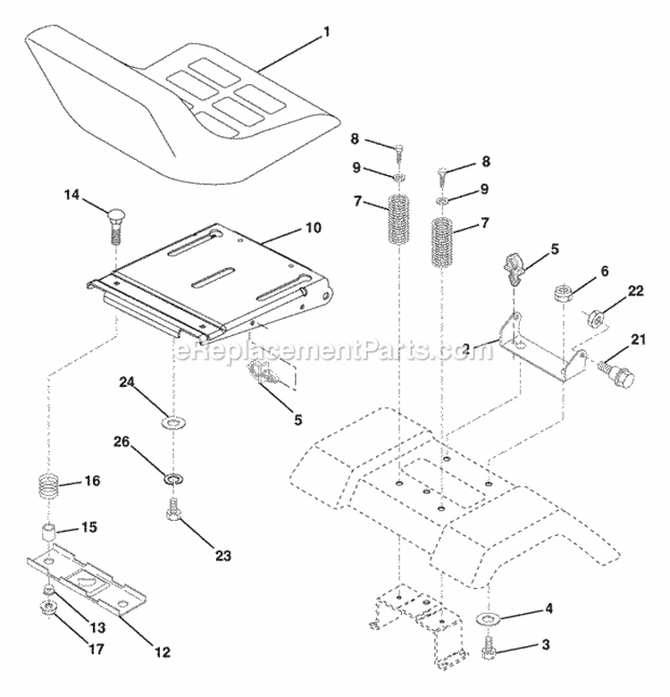 Seat Diagram and Parts List for PB1638LT 2006 - 96012004402 Poulan Lawn Tractor