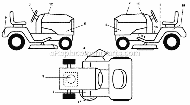 Decals Diagram and Parts List for PB1638LT 2006-04 Poulan Lawn Tractor