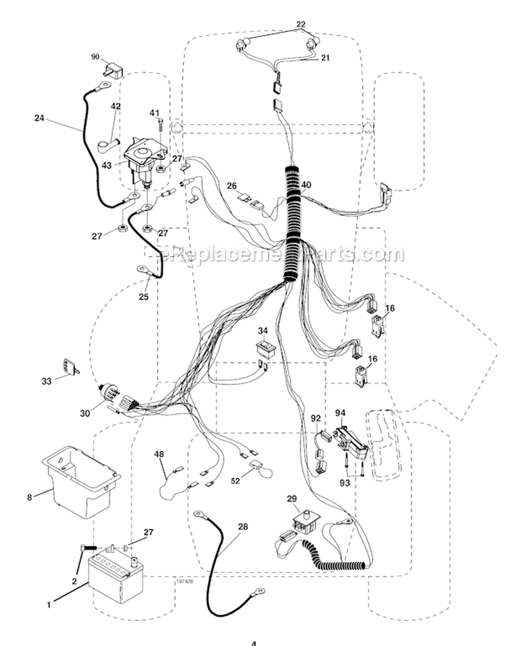 Electrical Diagram and Parts List for PB1842LT 96012004500 Poulan Lawn Tractor