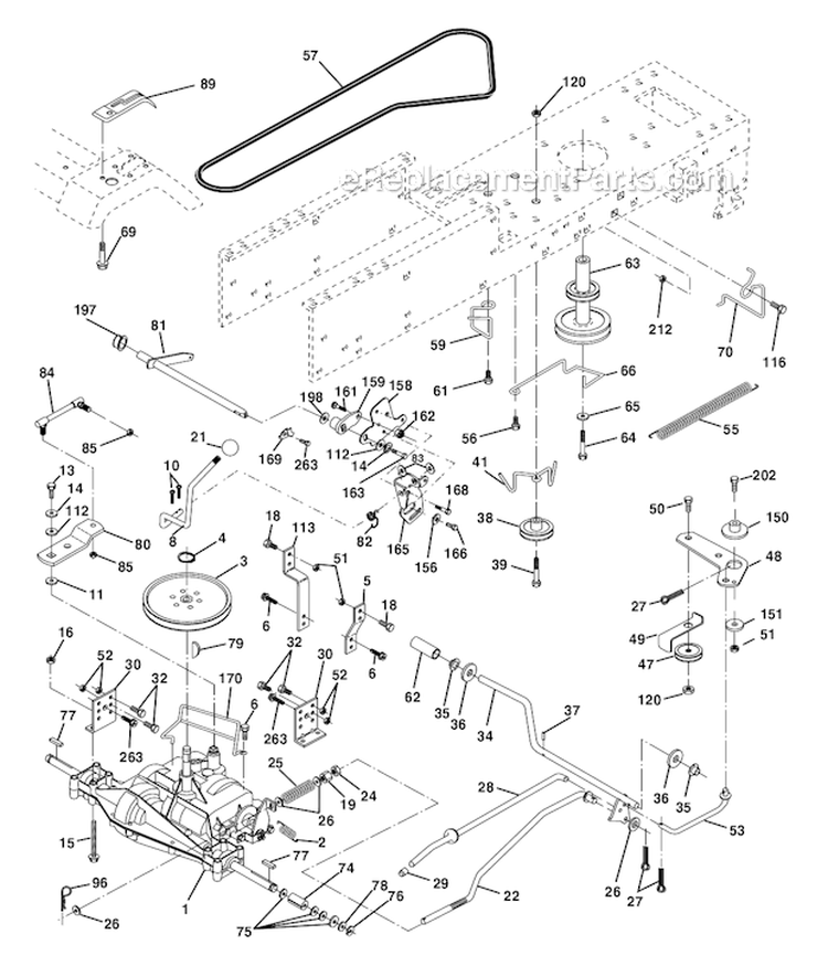 Drive Diagram and Parts List for PB1842LT 96012004500 Poulan Lawn Tractor