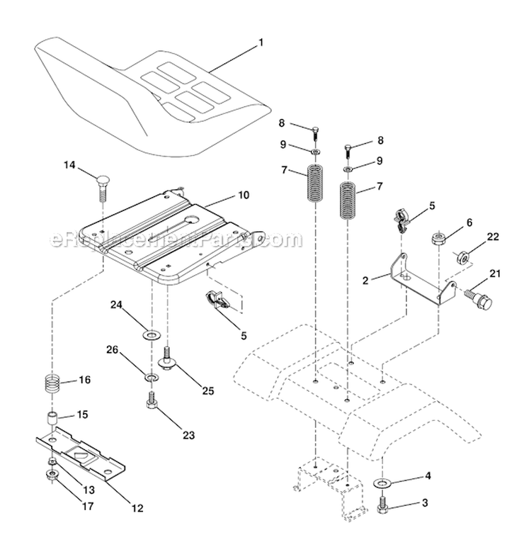 Seat Diagram and Parts List for PB1842LT 96012004500 Poulan Lawn Tractor