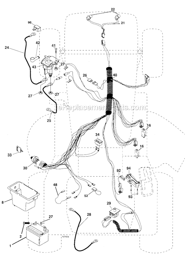 Electrical Diagram and Parts List for PB1842LT  Poulan Lawn Tractor