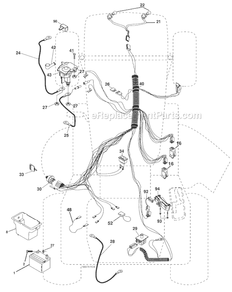Electrical Diagram and Parts List for PB18542LT 96012000301 Poulan Lawn Tractor