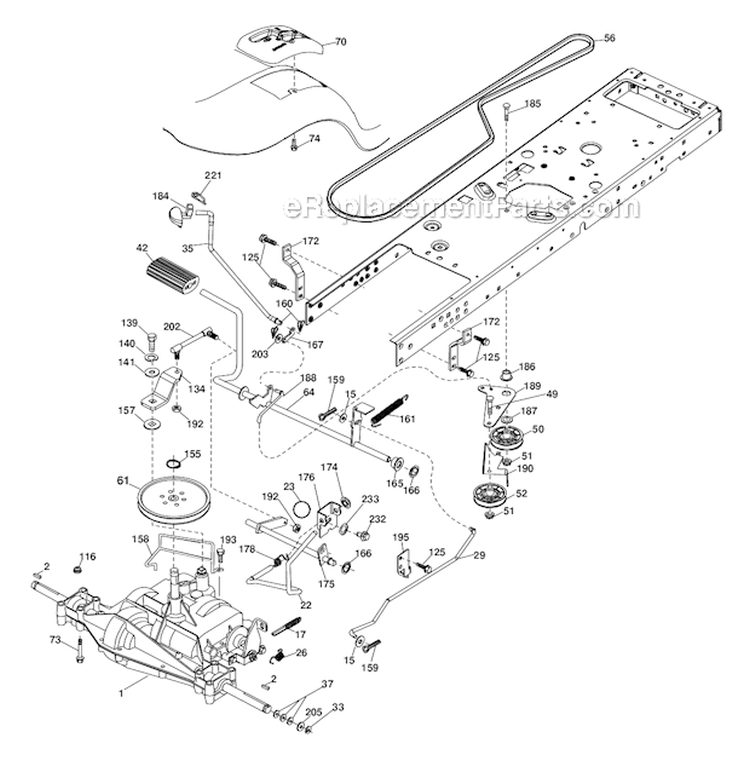 Drive Diagram and Parts List for PB19542LT 2008-04 - 96042003402 Poulan Lawn Tractor