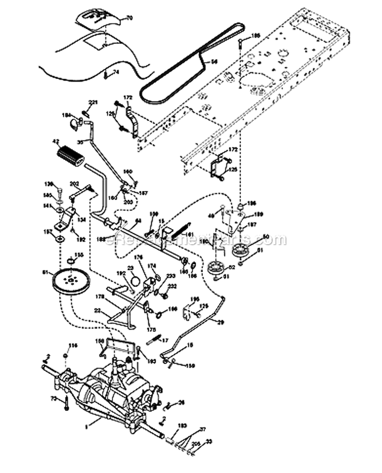 Drive Diagram and Parts List for PB19546LT 96042003505 Poulan Lawn Tractor