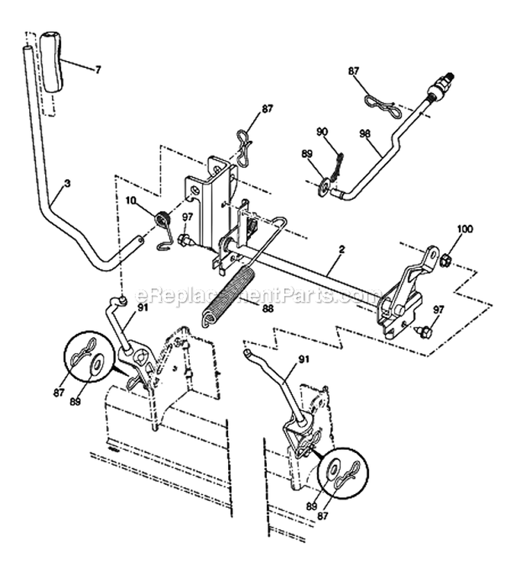 Mower_Lift_Lever Diagram and Parts List for PB19546LT 96042003505 Poulan Lawn Tractor