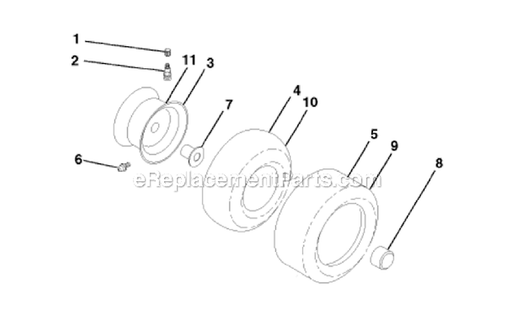 Wheels Tires Diagram and Parts List for PB195H42LT 2011-06 - 9604201230 Poulan Lawn Tractor