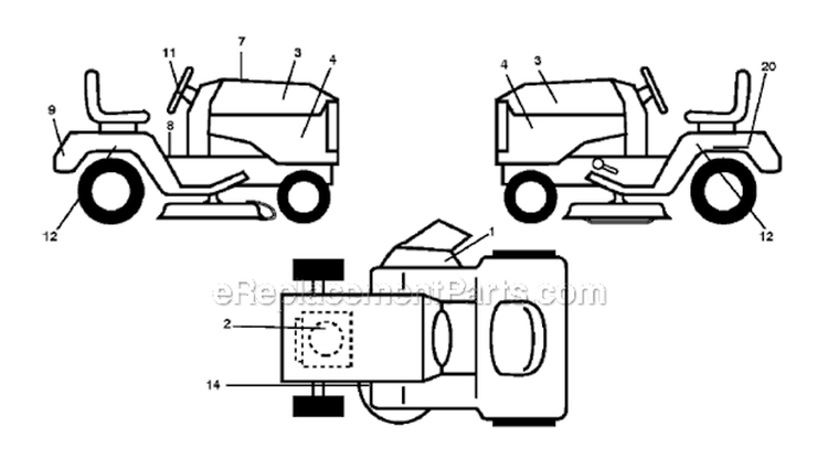 Decals Diagram and Parts List for PB195H42LT 2011-06 - 9604201230 Poulan Lawn Tractor