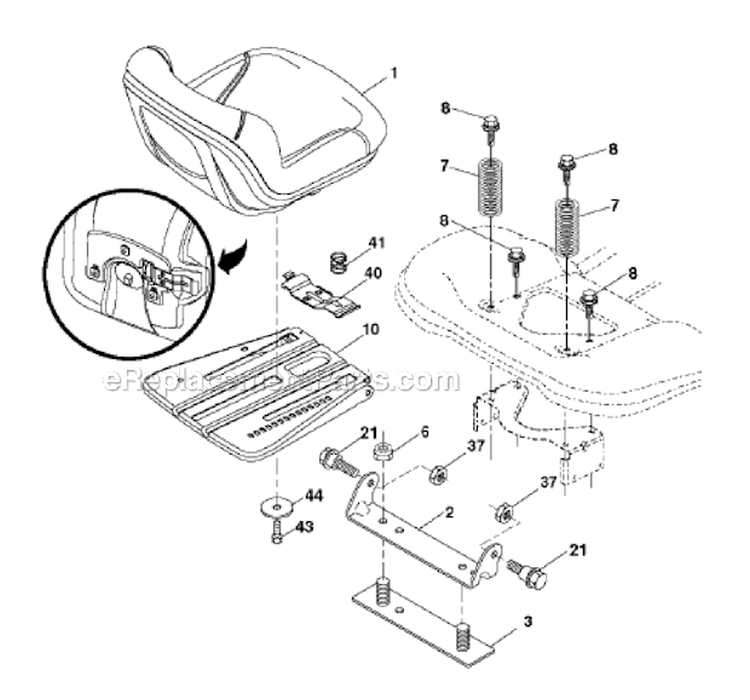 Seat Diagram and Parts List for PB195H42LT 2011-06 - 9604201230 Poulan Lawn Tractor