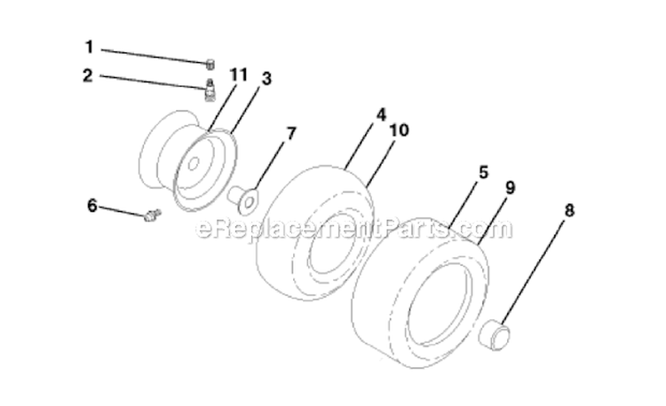 Wheels Tires Diagram and Parts List for PB195H42LT 2011-07 - 96042012303 Poulan Lawn Tractor