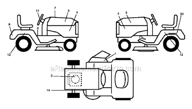 Decals Diagram and Parts List for PB195H42LT 2011-07 - 96042012303 Poulan Lawn Tractor