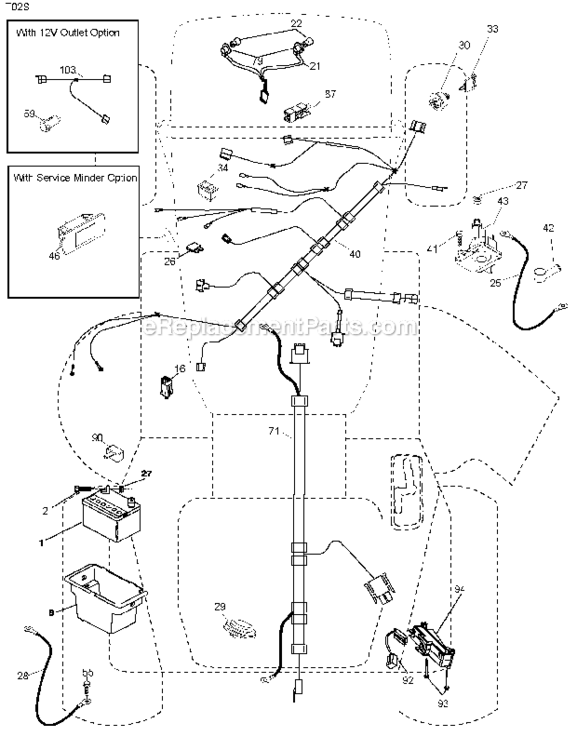 Electrical Diagram and Parts List for PB195H42LT 96042012302 Poulan Lawn Tractor