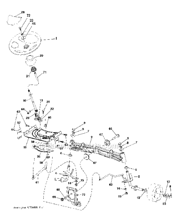 Steering Diagram and Parts List for PB195H42LT 96042012302 Poulan Lawn Tractor