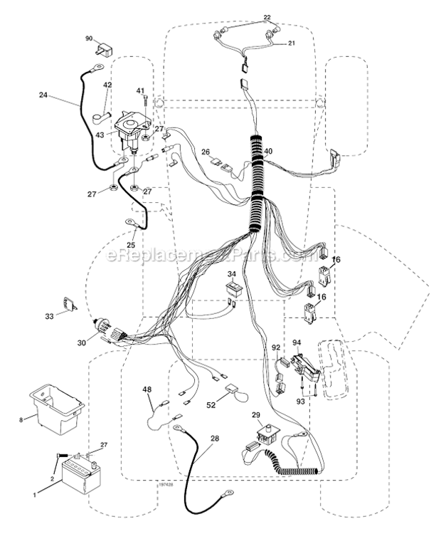 Electrical Diagram and Parts List for PB19H42LT  Poulan Lawn Tractor